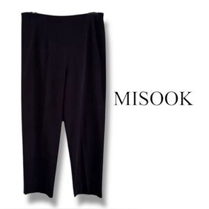 Misook Black Santana Knit Straight-Leg Pants | Pull-On Stretch Classic Fit SZ L